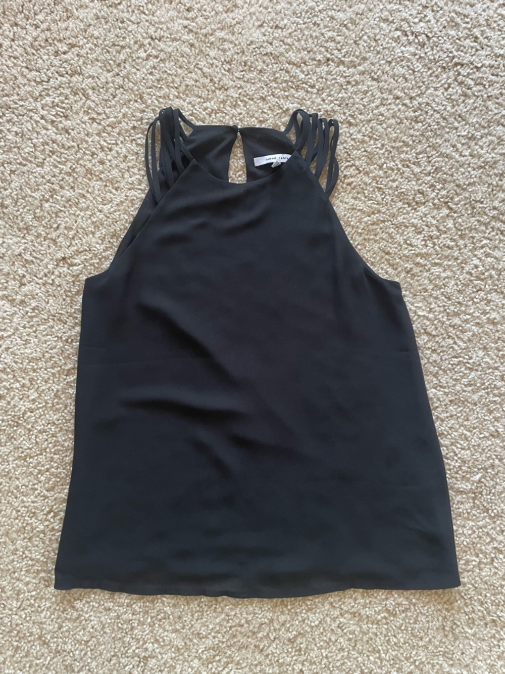 Naked Zebra Black Multi-Strap Halter Tank